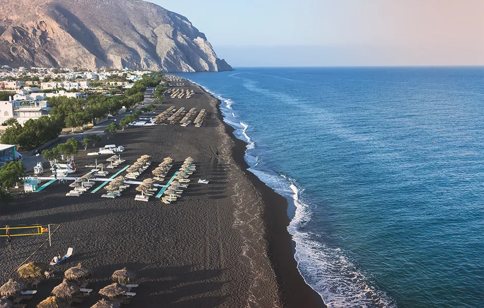 Best Places To Visit In Europe In August - Santorini Black Sand Beaches