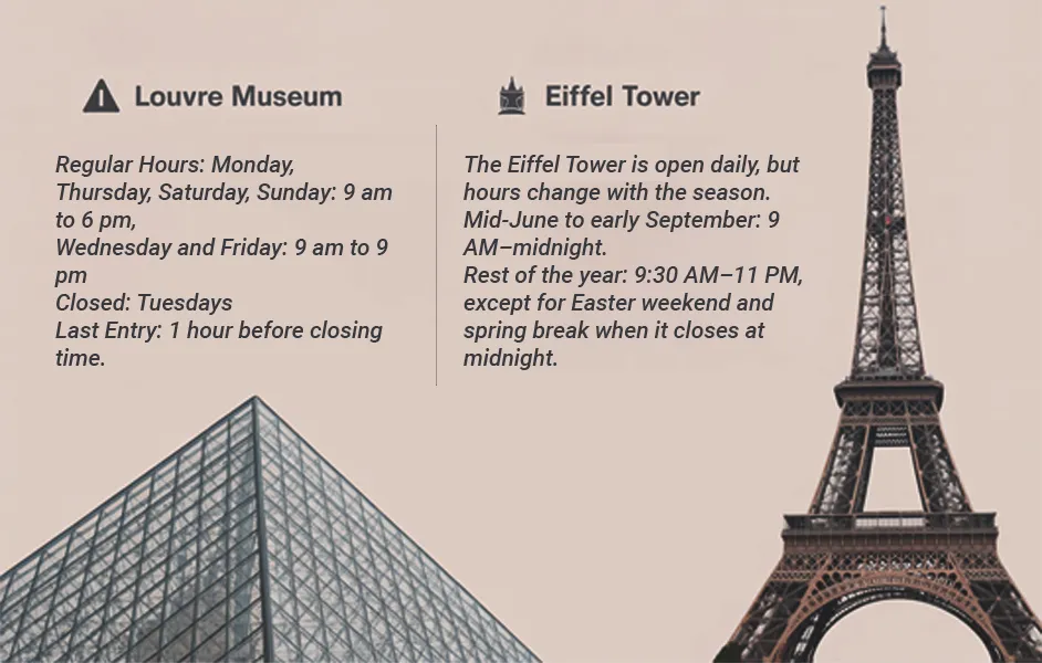 Louvre Museum and Eiffel Tower Opening Hours