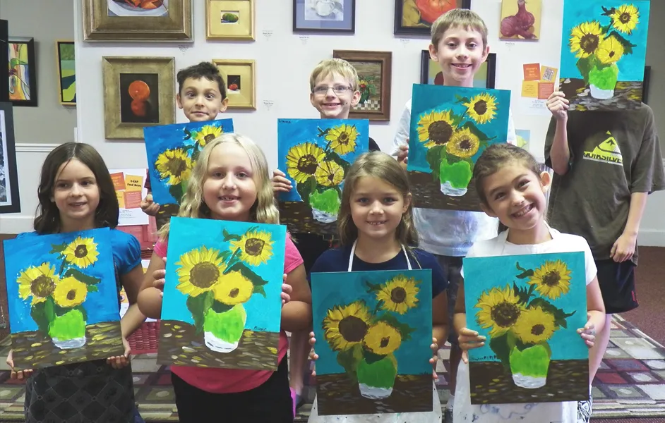 kids doing a workshop or sketching
